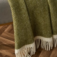 Wool Blanket by British Blanket Co Olive Green - Made in the UK